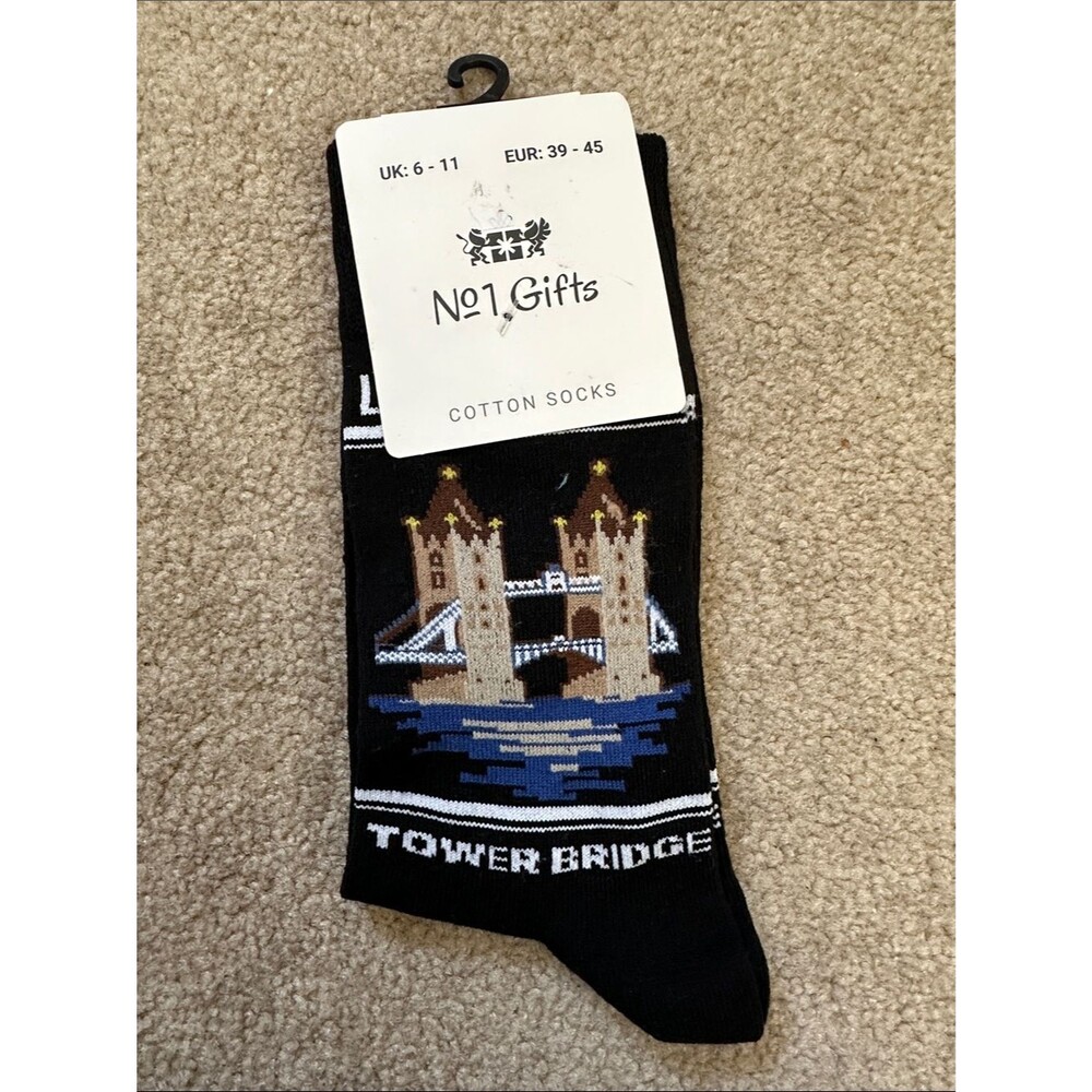 Men’s Black Cotton Tower Bridge Socks